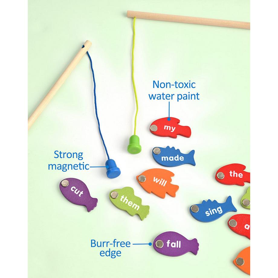 Activity-board  Hölzerne magnetische Fischerei Sight Words Learning Game 