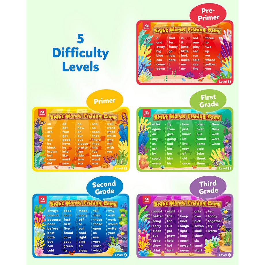 Activity-board  Hölzerne magnetische Fischerei Sight Words Learning Game 