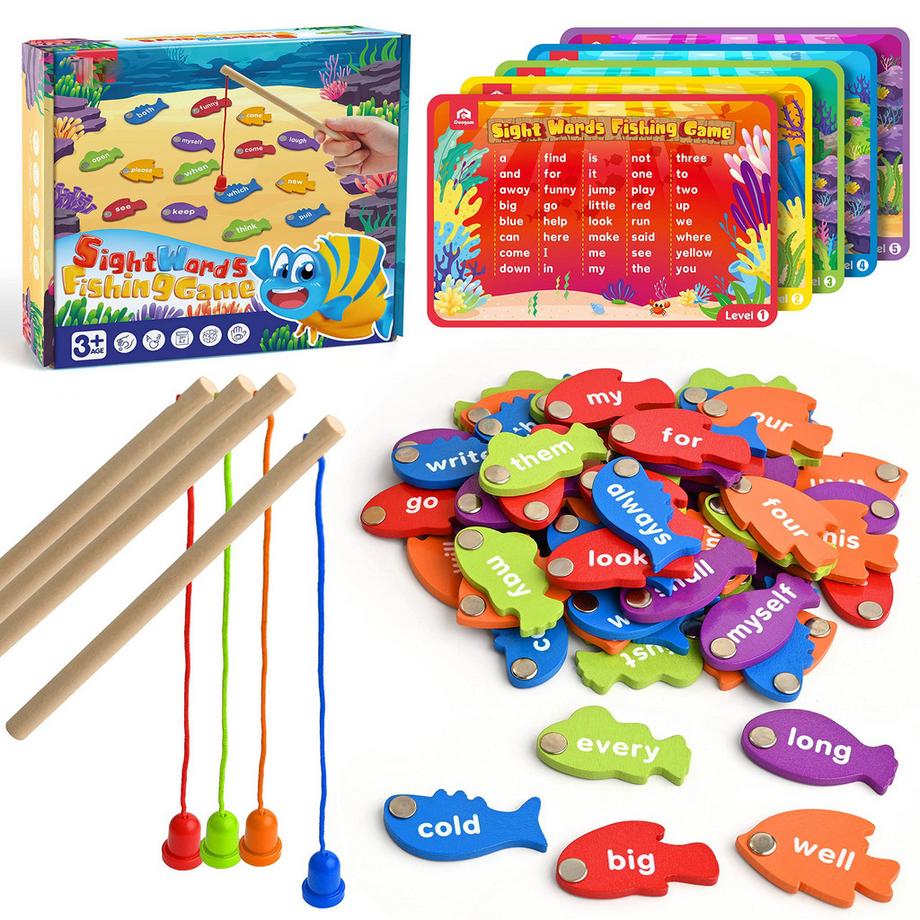 Hölzerne magnetische Fischerei Sight Words Learning Game
