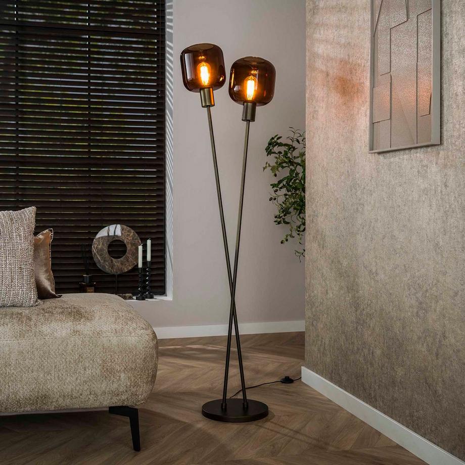 mutoni industrial Lampadaire Bronza à 2 flammes  