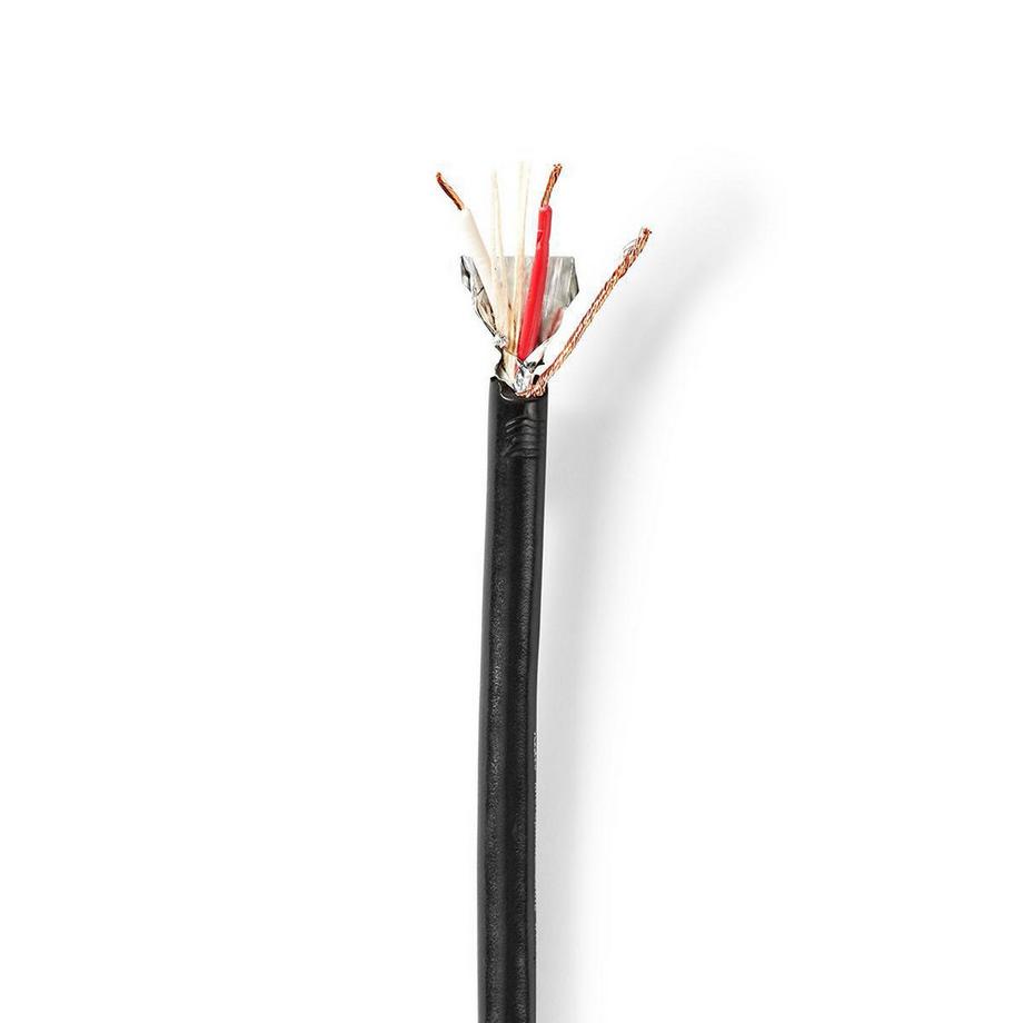 câble microphone | 2x 0.35 mm² | Koppar | 100.0 m | Rond | PVC | Svart | Enrouleur