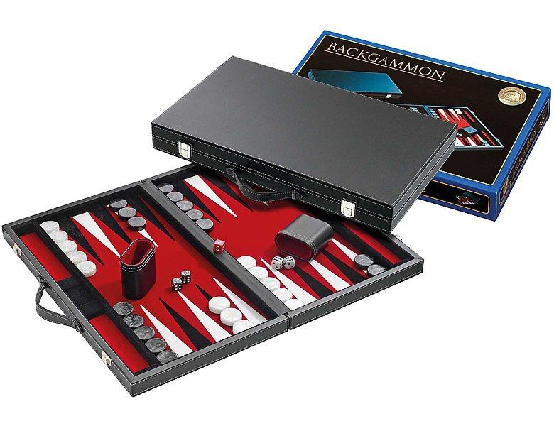 Image of Spiele Backgammon Medium Kunstleder Rot