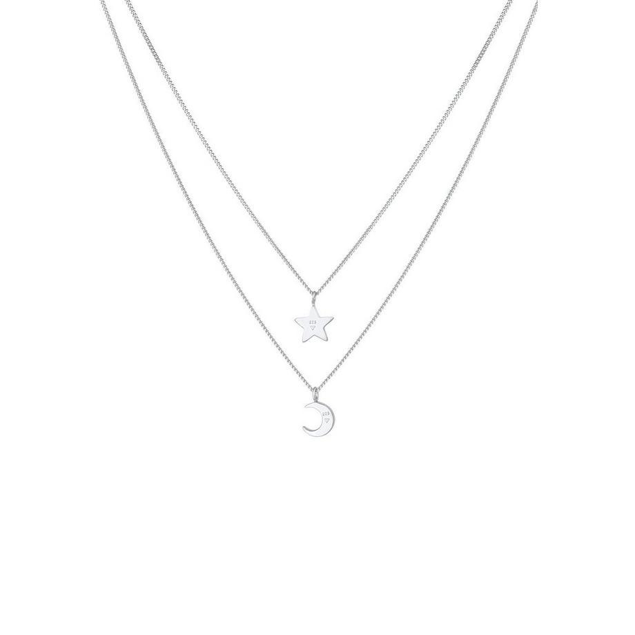 Elli  Halskette Kids Layer Kristall Stern Halbmond 