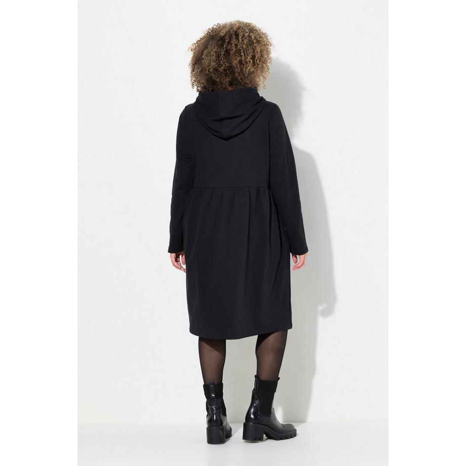 Ulla Popken Robe en Jersey Capuche Ruban Scintillant Coupe Évasée Manches Longues  