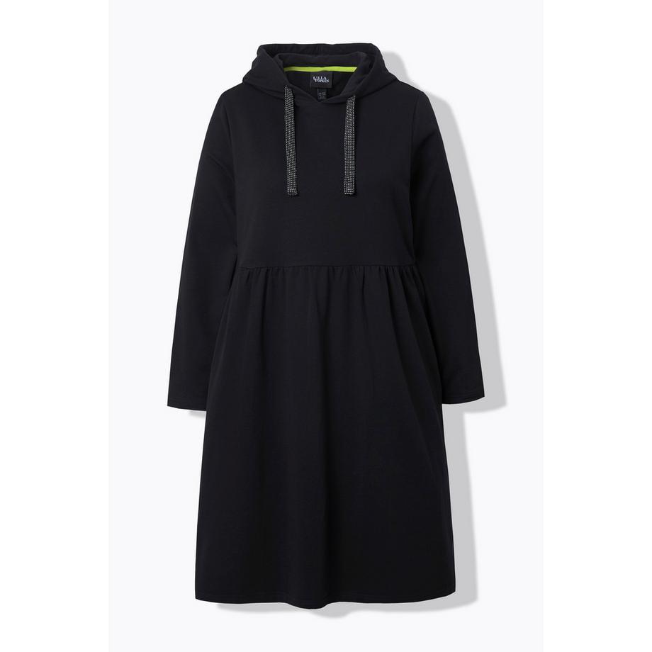 Ulla Popken Robe en Jersey Capuche Ruban Scintillant Coupe Évasée Manches Longues  