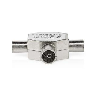 Nedis  Adattatore Satellite e Antenna | 2x Coax Maschio | IEC (Coax) Femmina | Nichelato | 75 Ohm | Separatore a T | Metallo | Argento | 1 pz. | Scatola 