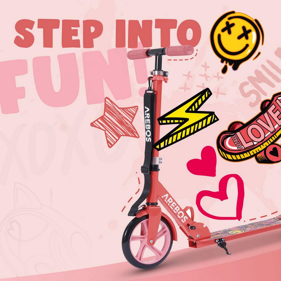 Arebos  Monopattino a spinta Monopattino per bambini Monopattino per adulti Rosso 