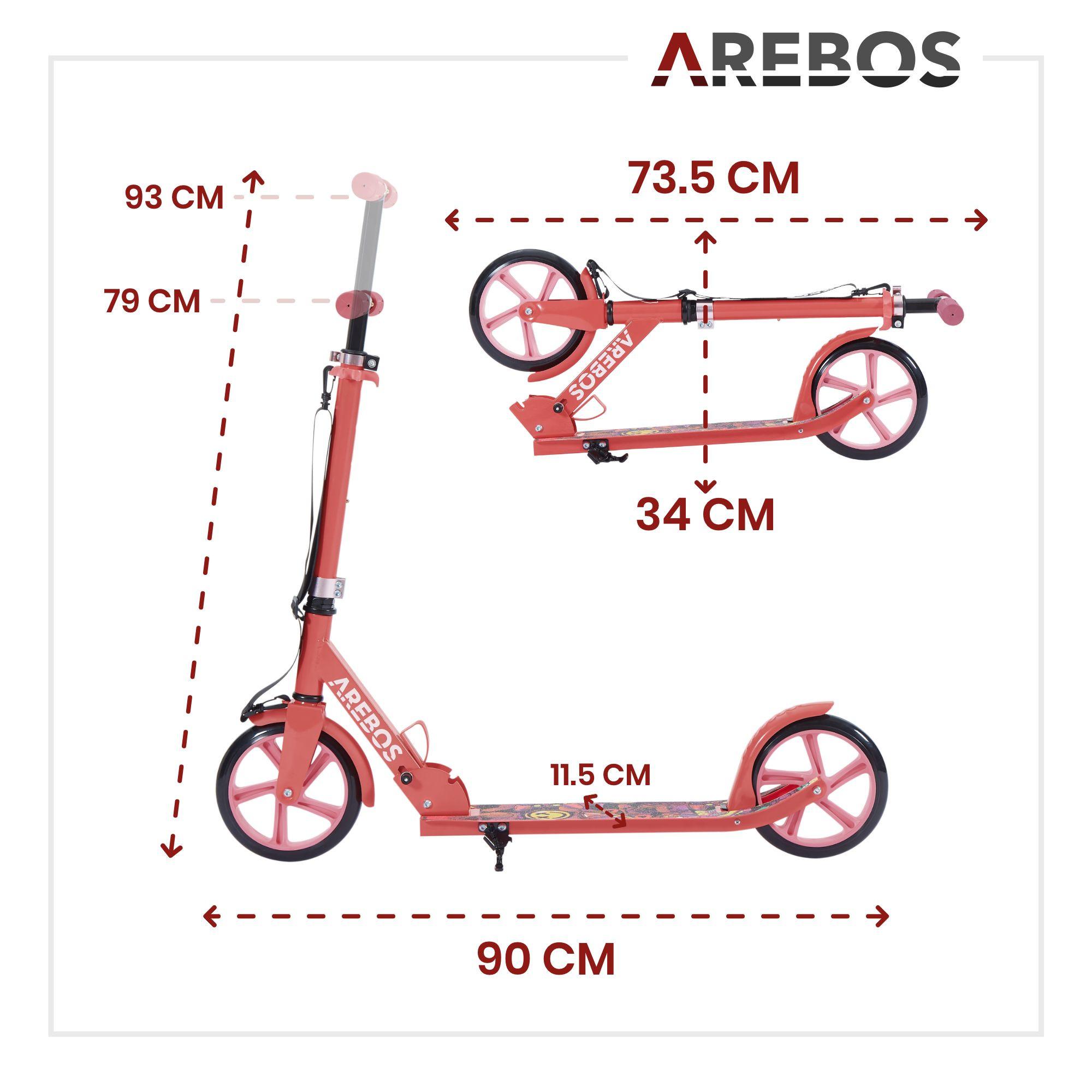 Arebos  Trottinette Kickroller Cityroller enfants adultes Trottinette Rouge 