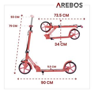 Arebos  Trottinette Kickroller Cityroller enfants adultes Trottinette Rouge 