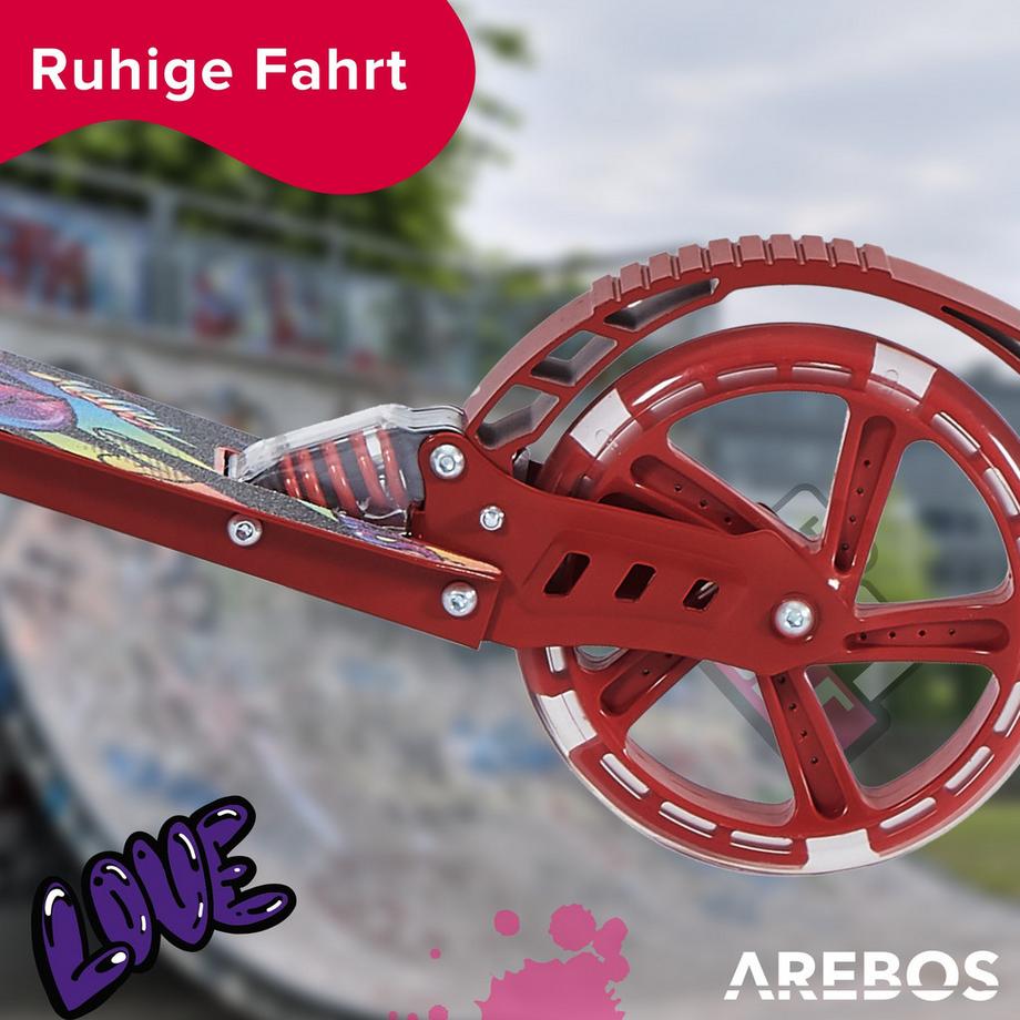 Arebos  Tretroller Kickroller Cityroller Kinderroller Erwachsene Scooter Rot 