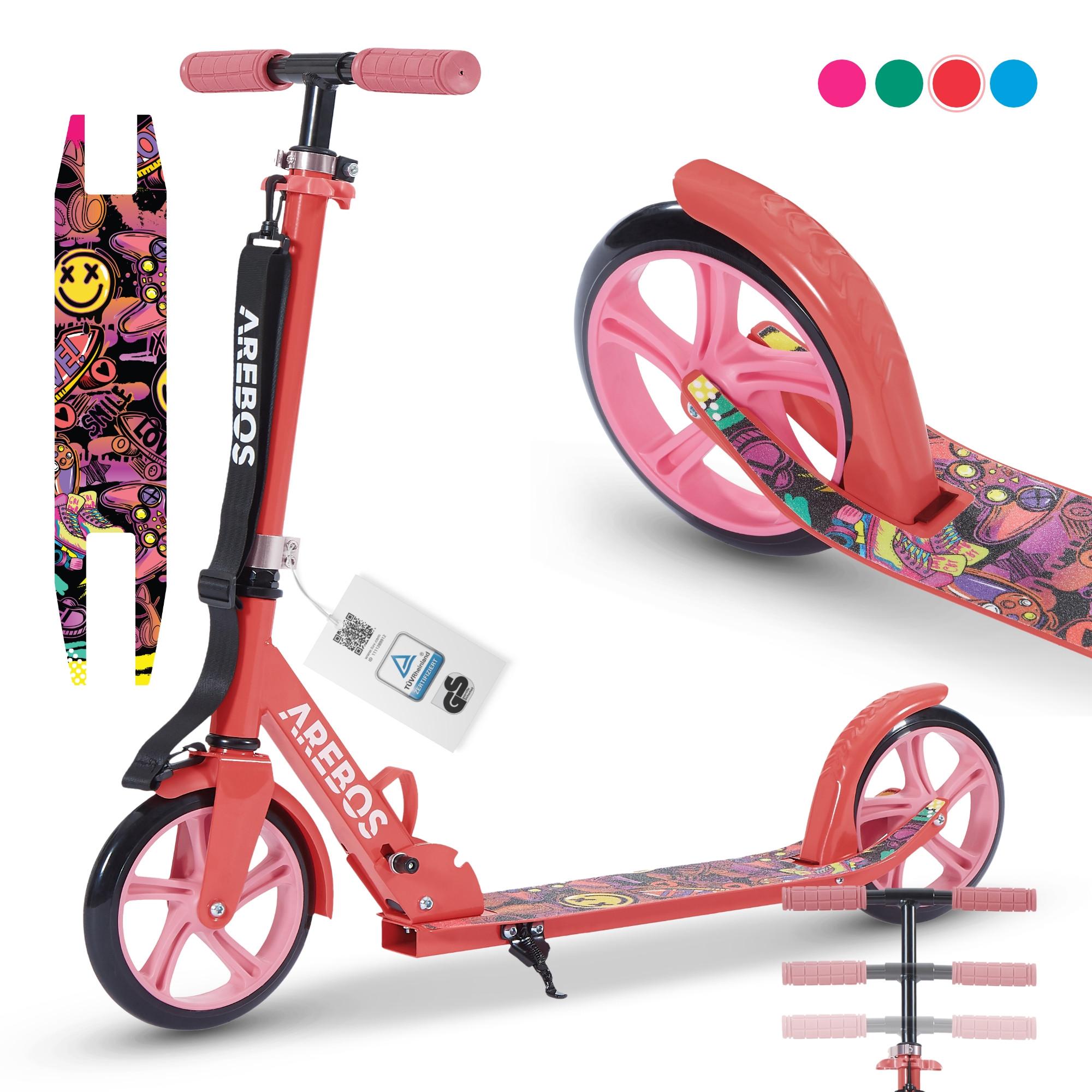 Arebos  Trottinette Kickroller Cityroller enfants adultes Trottinette Rouge 