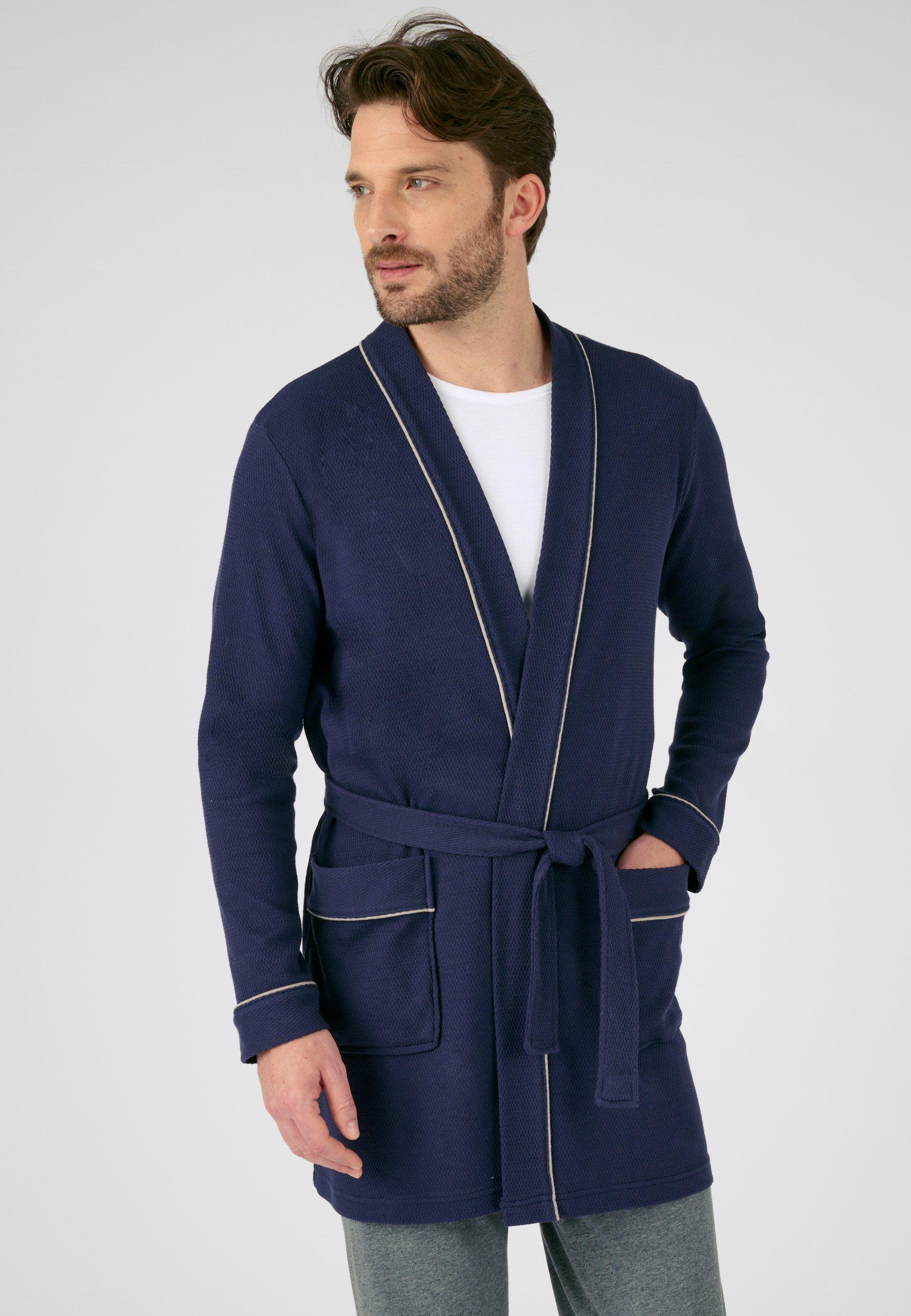Image of Morgenmantel Aus Waffelpiqué. Unisex Blau L