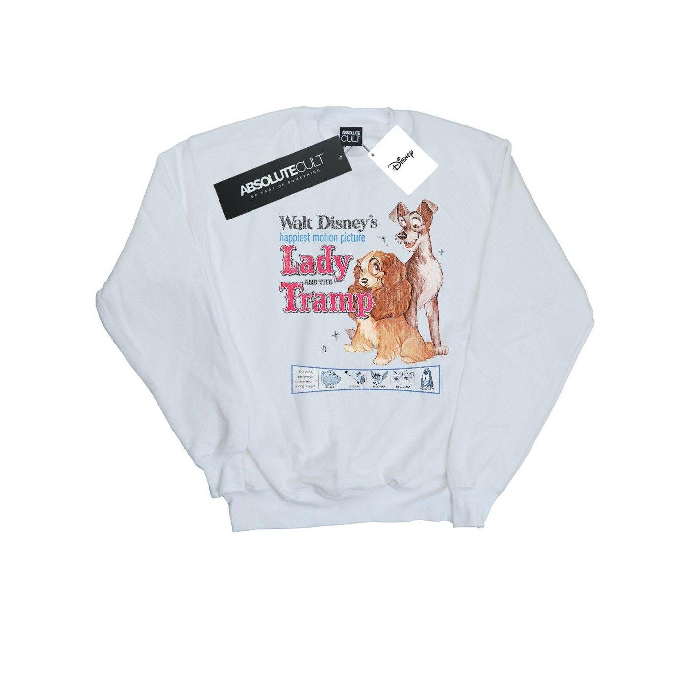 Image of Lady And The Tramp Distressed Classic Poster Sweatshirt Unisex Weiss 116