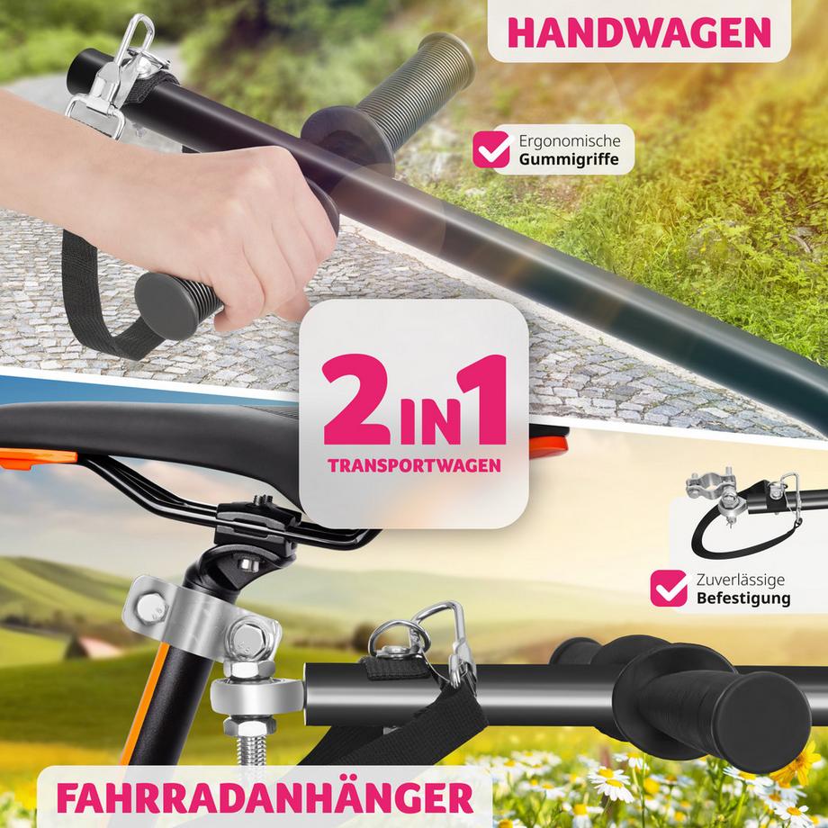 Tectake  Fahrradanhänger CargoXpress 2 in 1 multifunktional Stahlrohrrahmen, herausnehmbare Kiste 