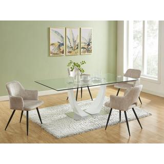 Vente-unique Lot de 6 chaises avec accoudoirs en tissu et métal noir - Beige - KADIJA  