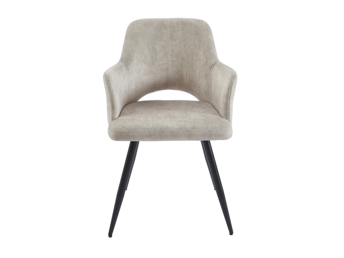 Vente-unique Lot de 6 chaises avec accoudoirs en tissu et métal noir - Beige - KADIJA  