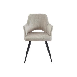 Vente-unique Lot de 6 chaises avec accoudoirs en tissu et métal noir - Beige - KADIJA  