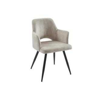 Vente-unique Lot de 6 chaises avec accoudoirs en tissu et métal noir - Beige - KADIJA  