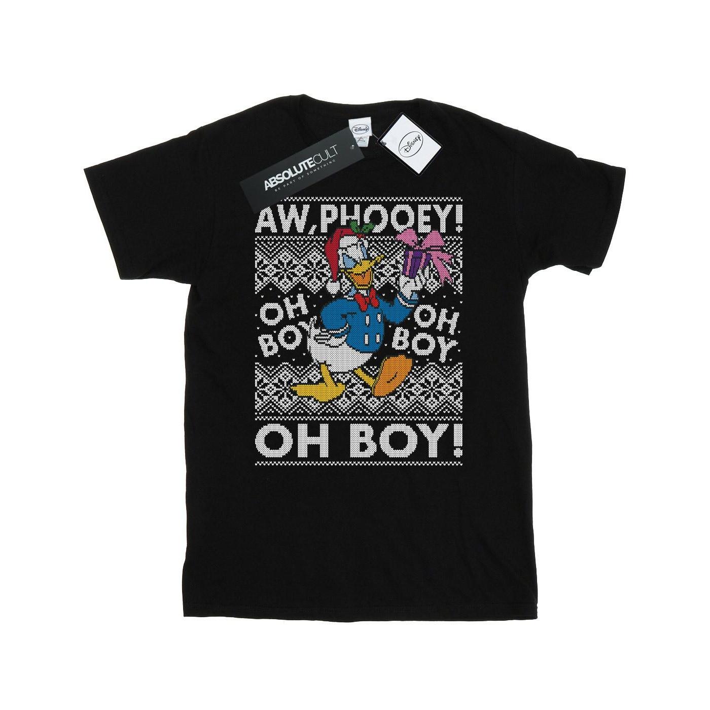 Image of Donald Duck Christmas Fair Isle Tshirt Herren Schwarz XL