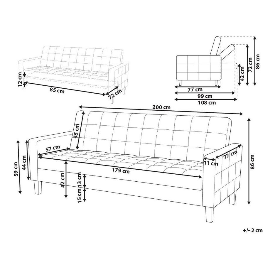 Beliani Schlafsofa aus Stoff Retro VEHKOO  