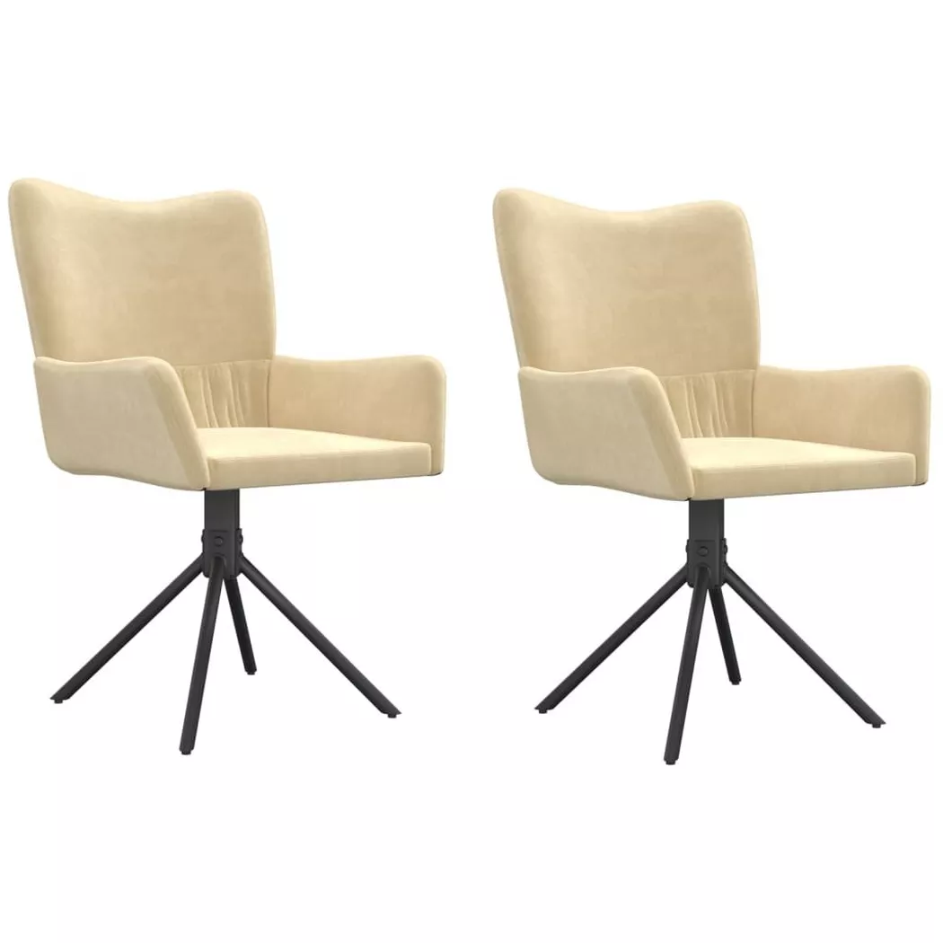 vidaXL Chaises pivotantes à manger lot de 2 Crème Velours