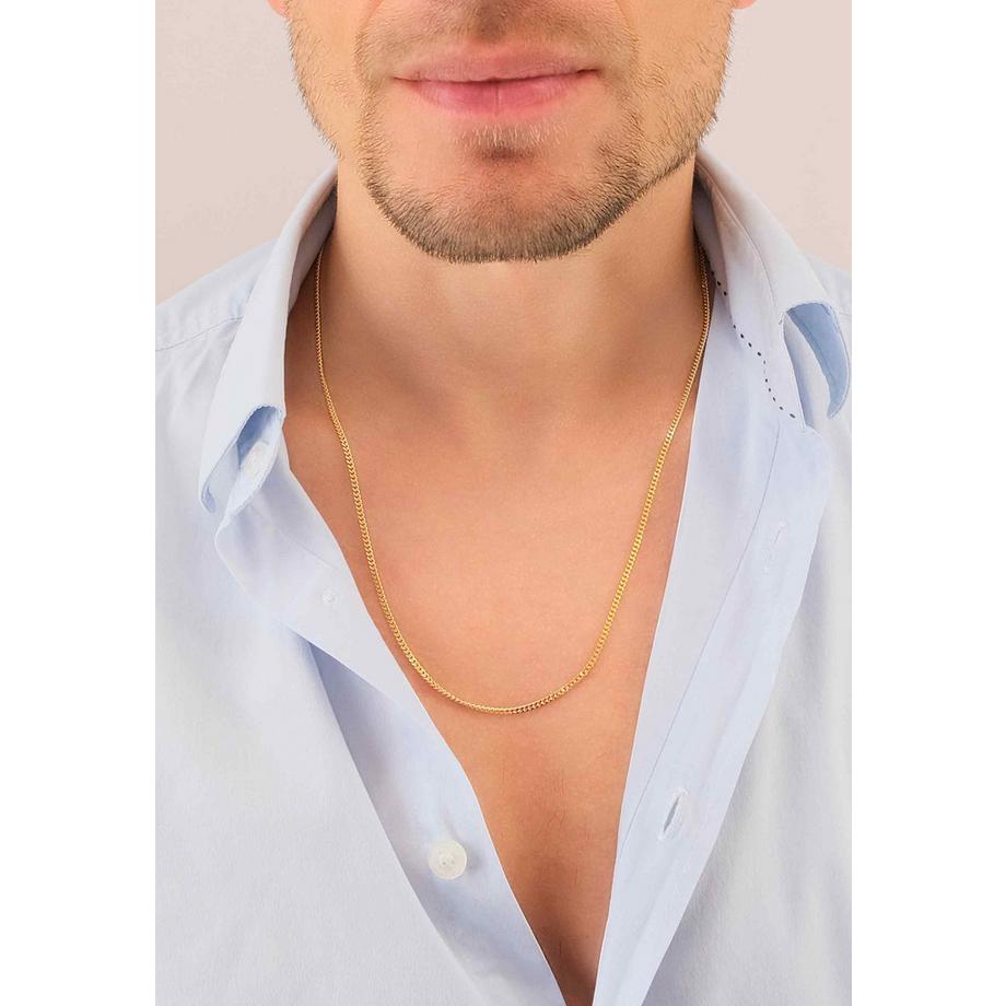 MUAU Schmuck  Collier gourmette or jaune 750, 2.1mm, 45cm 