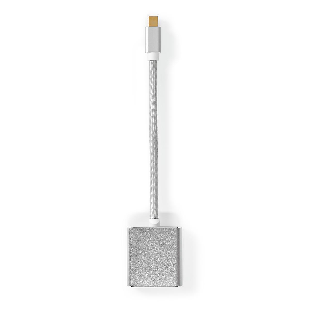 Image of Mini Displayport-Kabel | DisplayPort 1.2 | Mini DisplayPort-Stecker | DVI-D 24+1-Pin-Buchse | 21,6 Gbit/s | Vergoldet | 0,20 m | Rund | Geflochten | Silber | Box mit abgedecktem Fenster