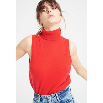 LILLY 13 Ärmelloser Rollkragenpullover - 100% Kaschmir