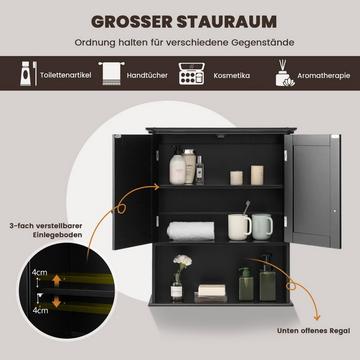 Pensile armadietto dei medicinali pensile con mobiletto da bagno a doppia anta nero