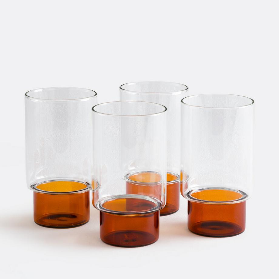 Set mit 4 Gläsern aus farbigem Borosilikatglas