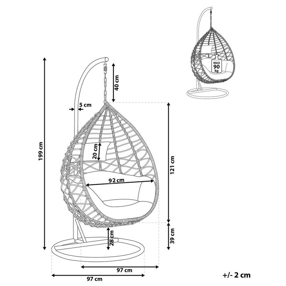 Beliani Hängesessel mit Gestell aus PE Rattan  ARSITA  