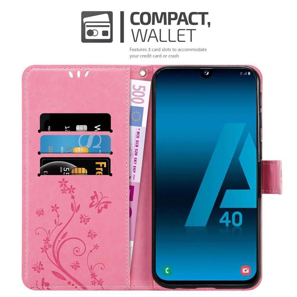 Cadorabo  Hülle für Samsung Galaxy A40 Blumen Design Magnetverschluss 