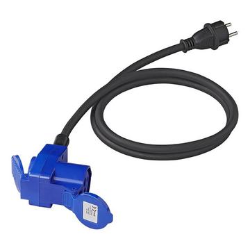 Adapterkabel 150cm 3x2,5mm² von Schuko-Stecker auf CEE-Winkelstecker + Schuko-Buchse
