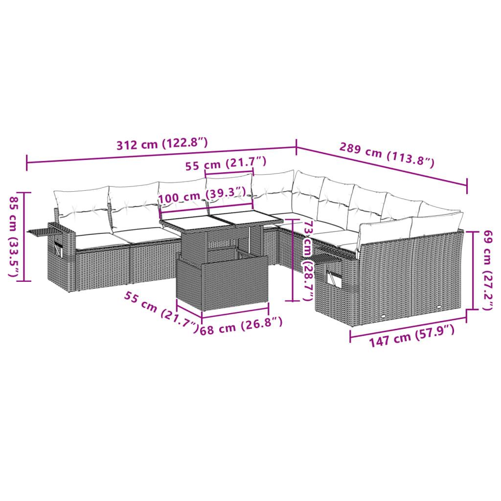 VidaXL set divano da giardino Polirattan  