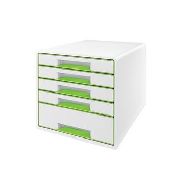 LEITZ Schubladenbox WOW Cube A4 5214-20-54 weiss/grün, 5 Schubladen