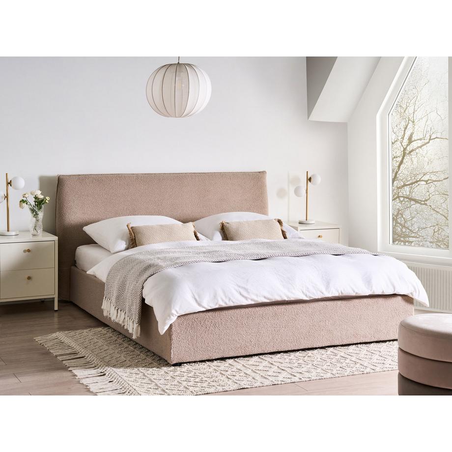 Beliani Letto contenitore en Bouclé Classico LAVAUR  