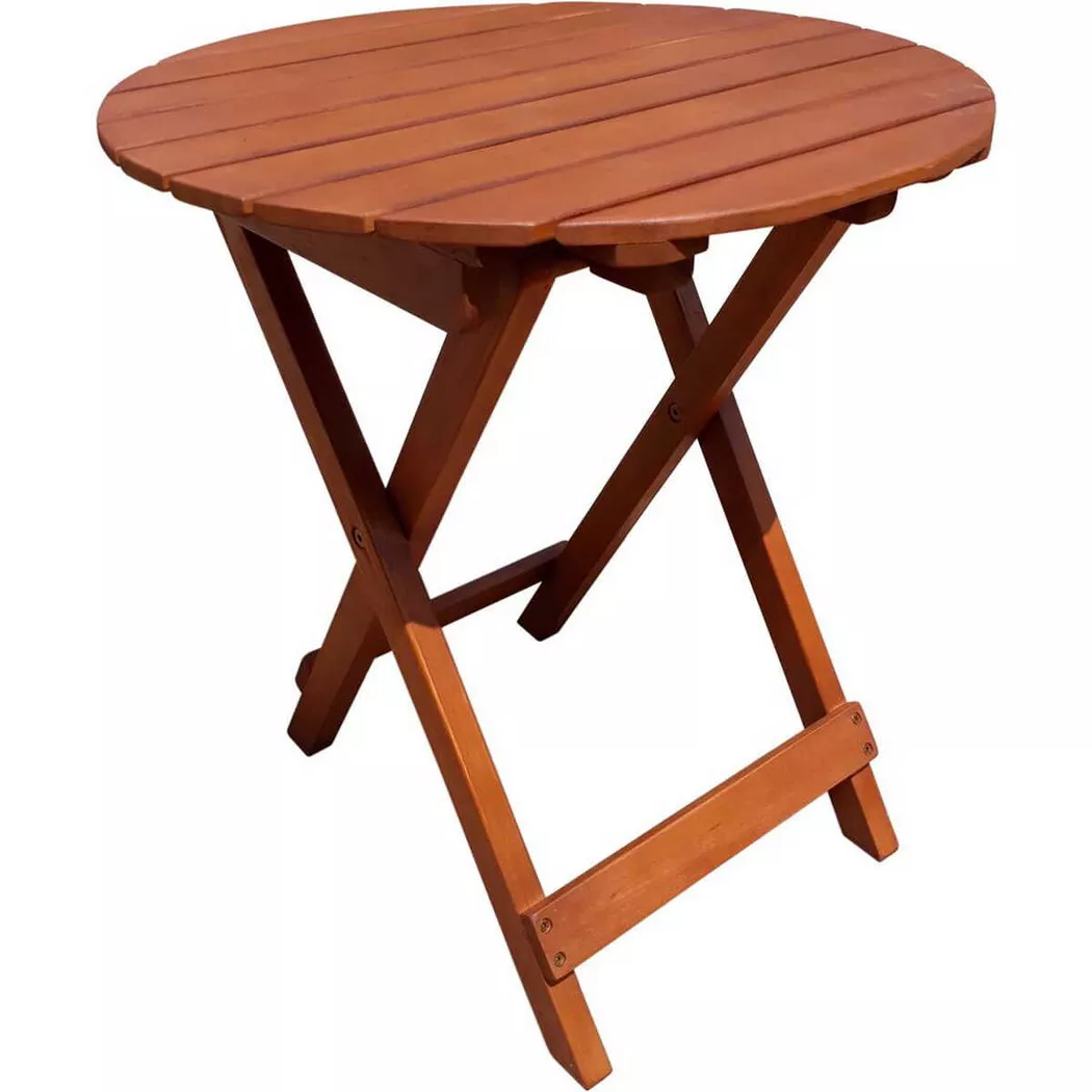 Petite table de jardin table d'appoint en bois table de balcon petite ronde, eucalyptus pliable 100% fsc huilé, DxH 45x50 cm