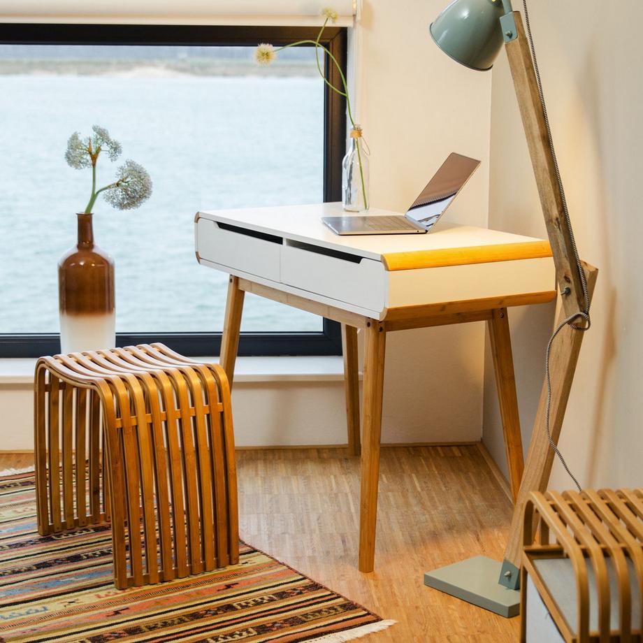 B2X Schreibtisch mit Schubladen in Weiß  