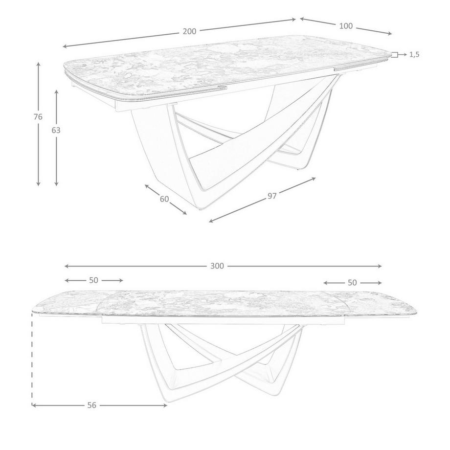 ANGEL CERDA Table de salle à manger à rallonge ovale tonneau marbre porcelaine et acier taupe métallisé  