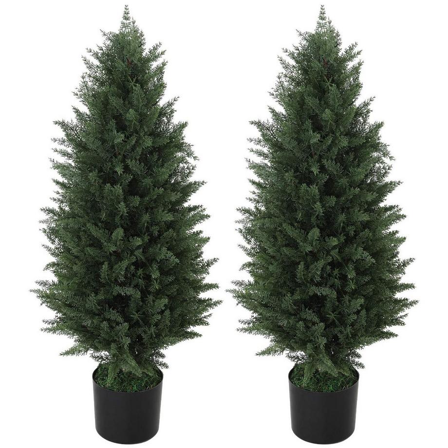 Northio  Künstliche Zypresse 2er-Set groß 90 cm Kunstpflanze, künstliche Pflanzen im Topf, UV-beständig Kunstbaum wie echt Dekoration für Wohnzimmer Schlafzimmer Outdoor | 