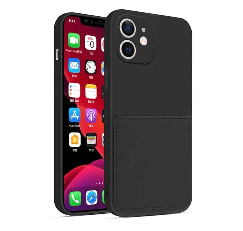 mobileup  Silikon Case mit Kartenfach iPhone 12 - Black 