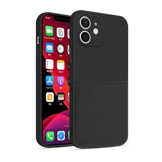 mobileup  Silikon Case mit Kartenfach iPhone 12 - Black 