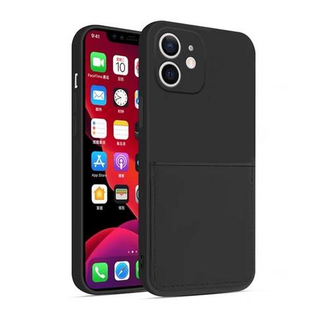 mobileup  Silikon Case mit Kartenfach iPhone 12 - Black 