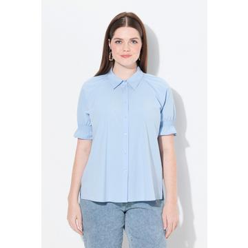 Maglia in cotone biologico con colletto da camicia, punto smock e mezze maniche