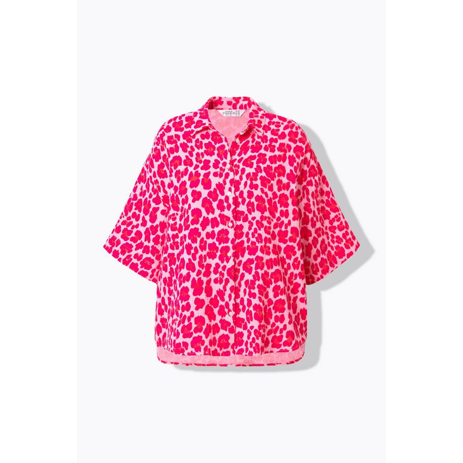 Studio Untold Blusa oversize in mussola fantasia leopardata colorata  