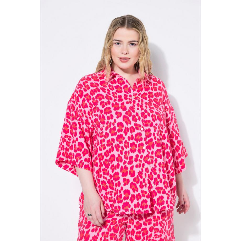 Studio Untold Blusa oversize in mussola fantasia leopardata colorata  