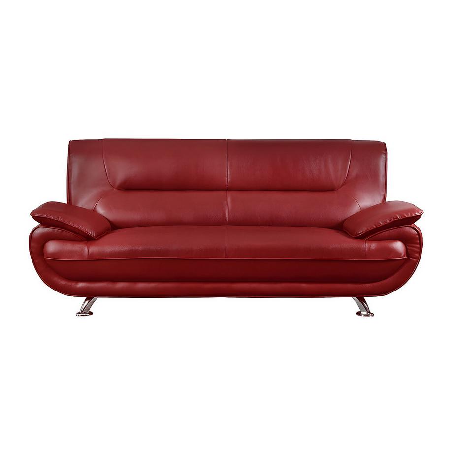 Vente-unique Sofa 3-Sitzer - Kunstleder - Rot - NIGEL  