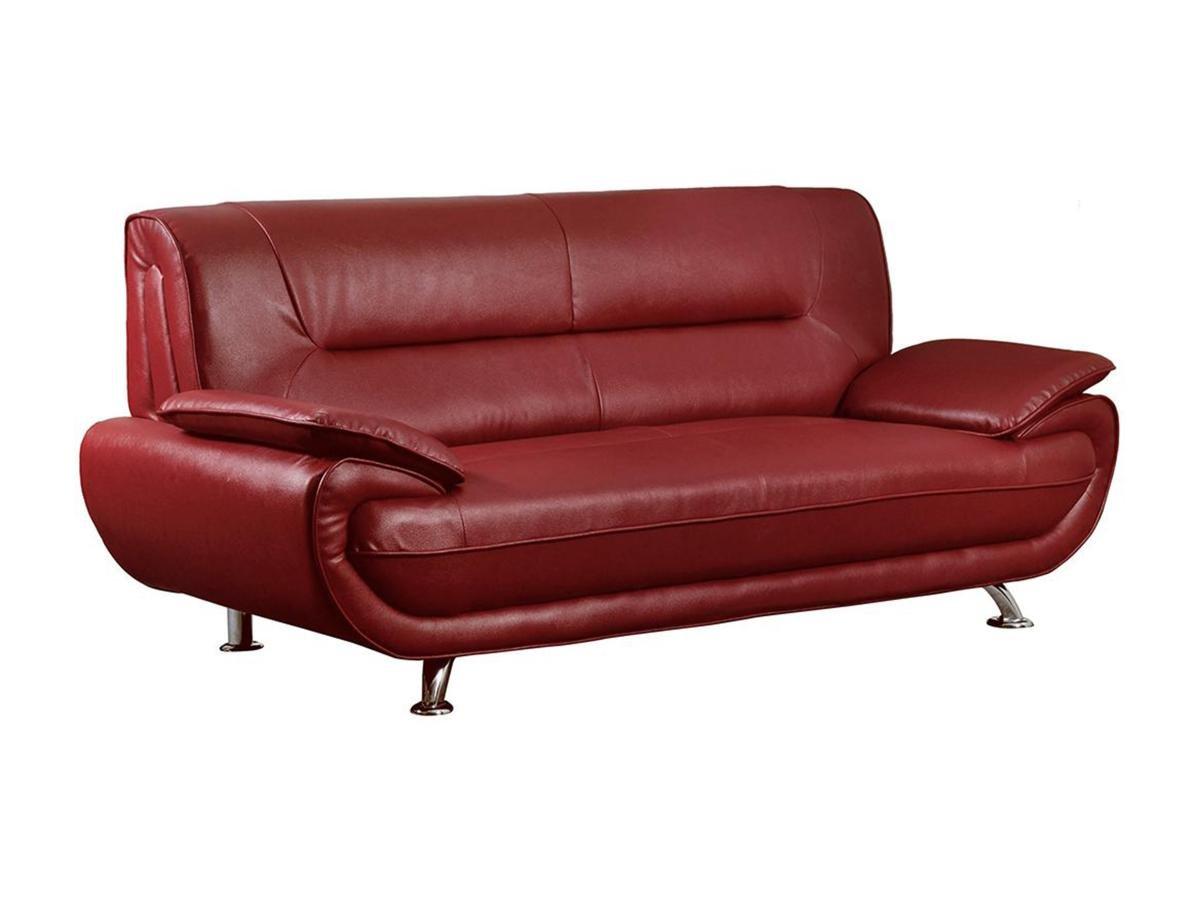 Vente-unique Sofa 3-Sitzer - Kunstleder - Rot - NIGEL  