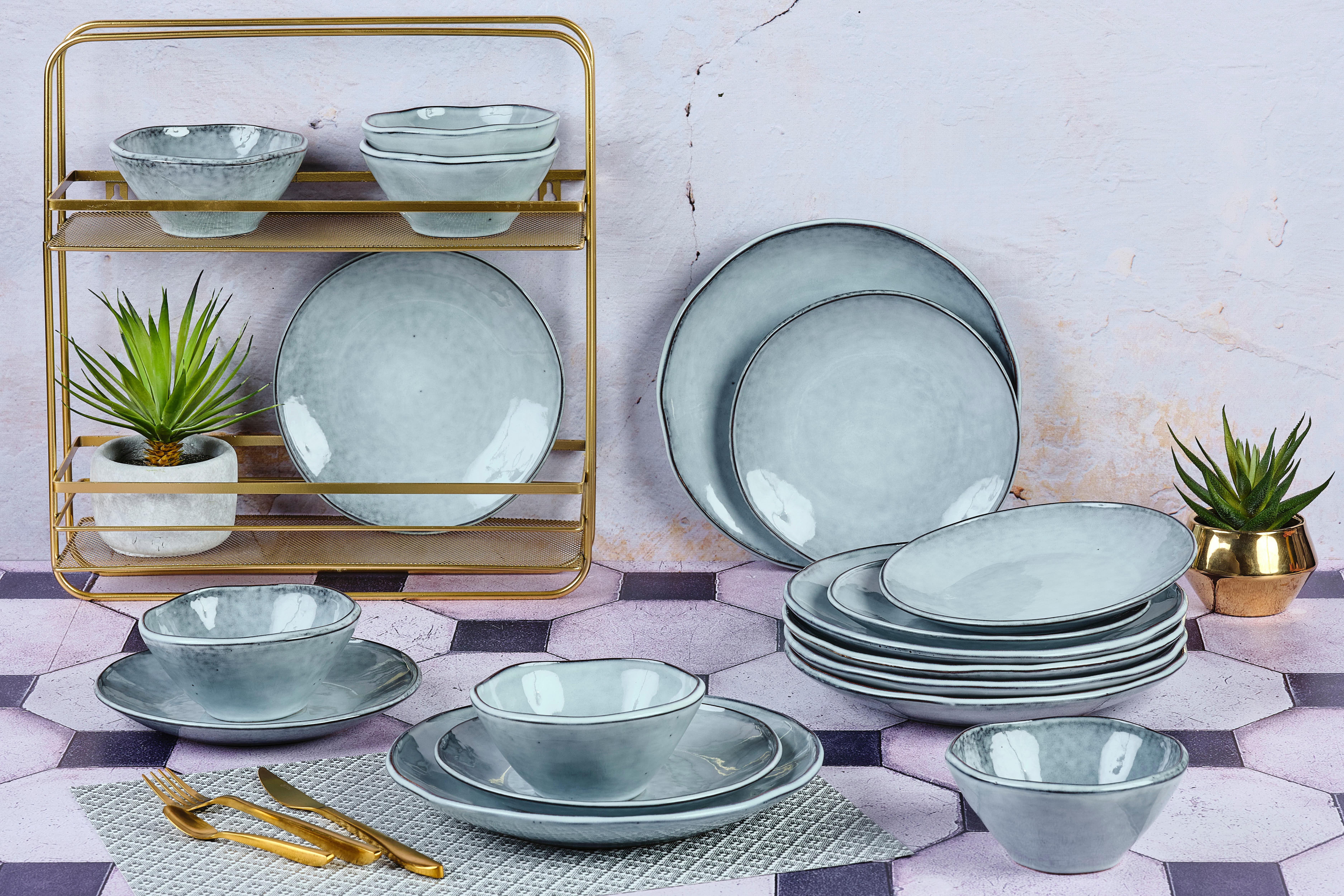 BJÖRN Set stoviglie CLOUD - 18 pezzi - grigio  