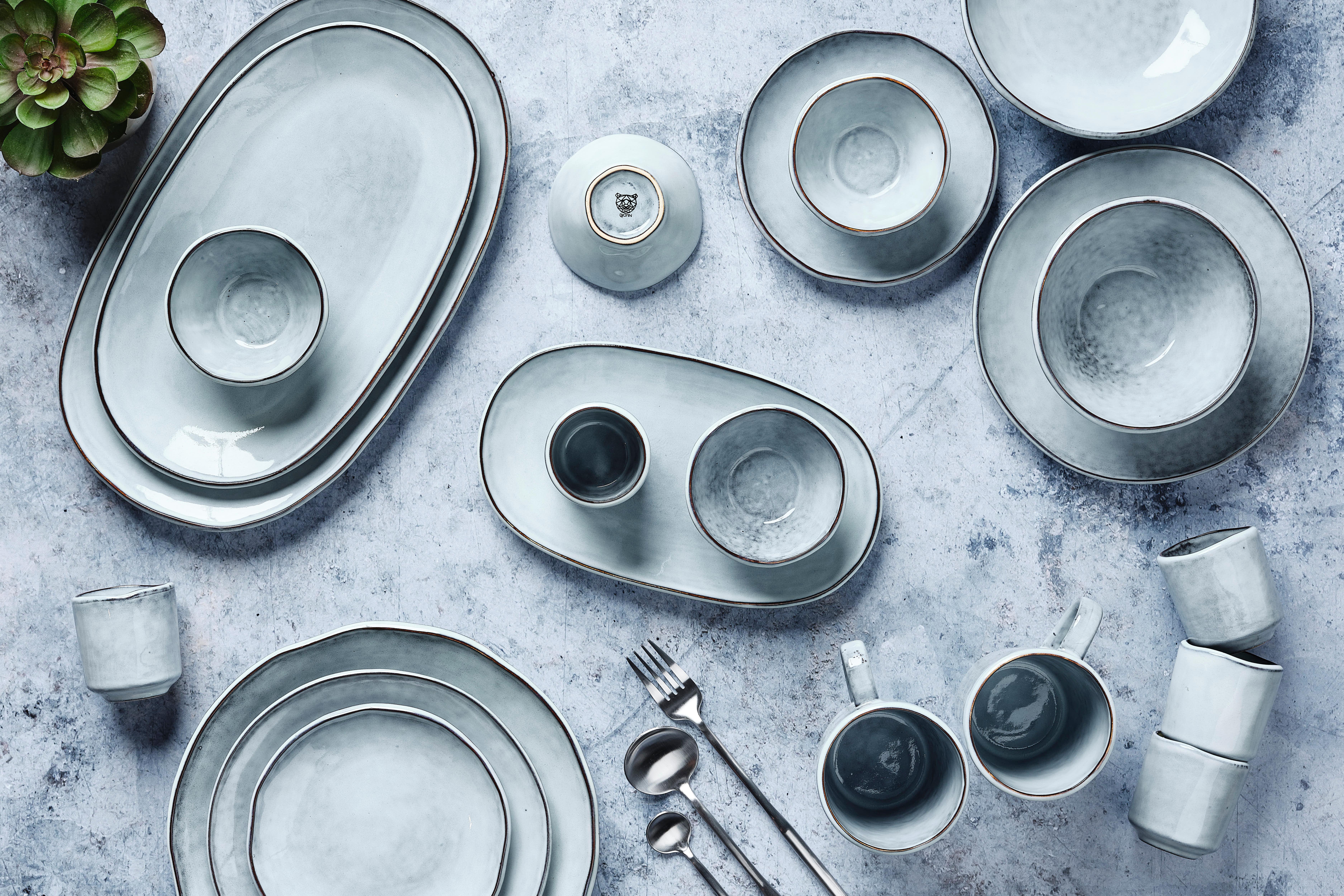 BJÖRN Set stoviglie CLOUD - 18 pezzi - grigio  